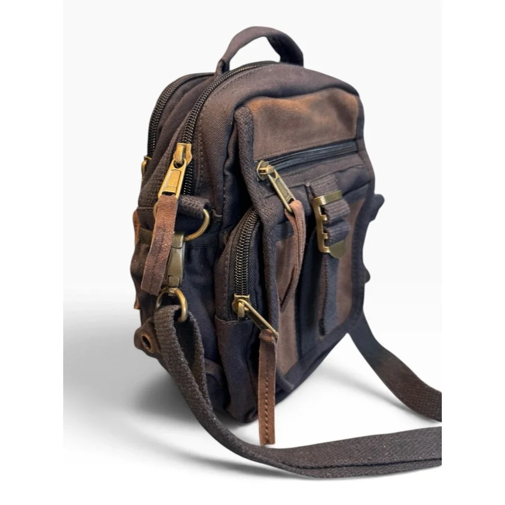 Rothco Unisex Canvas Tactical Shoulder Bag Brown Black Military Crossbody